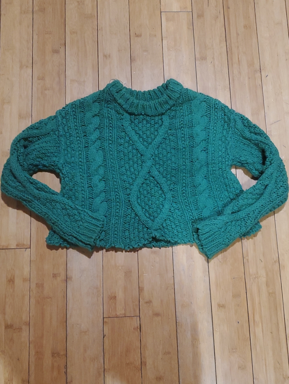 Free People Xs Green Chunky Cable Knit Women's Sweater